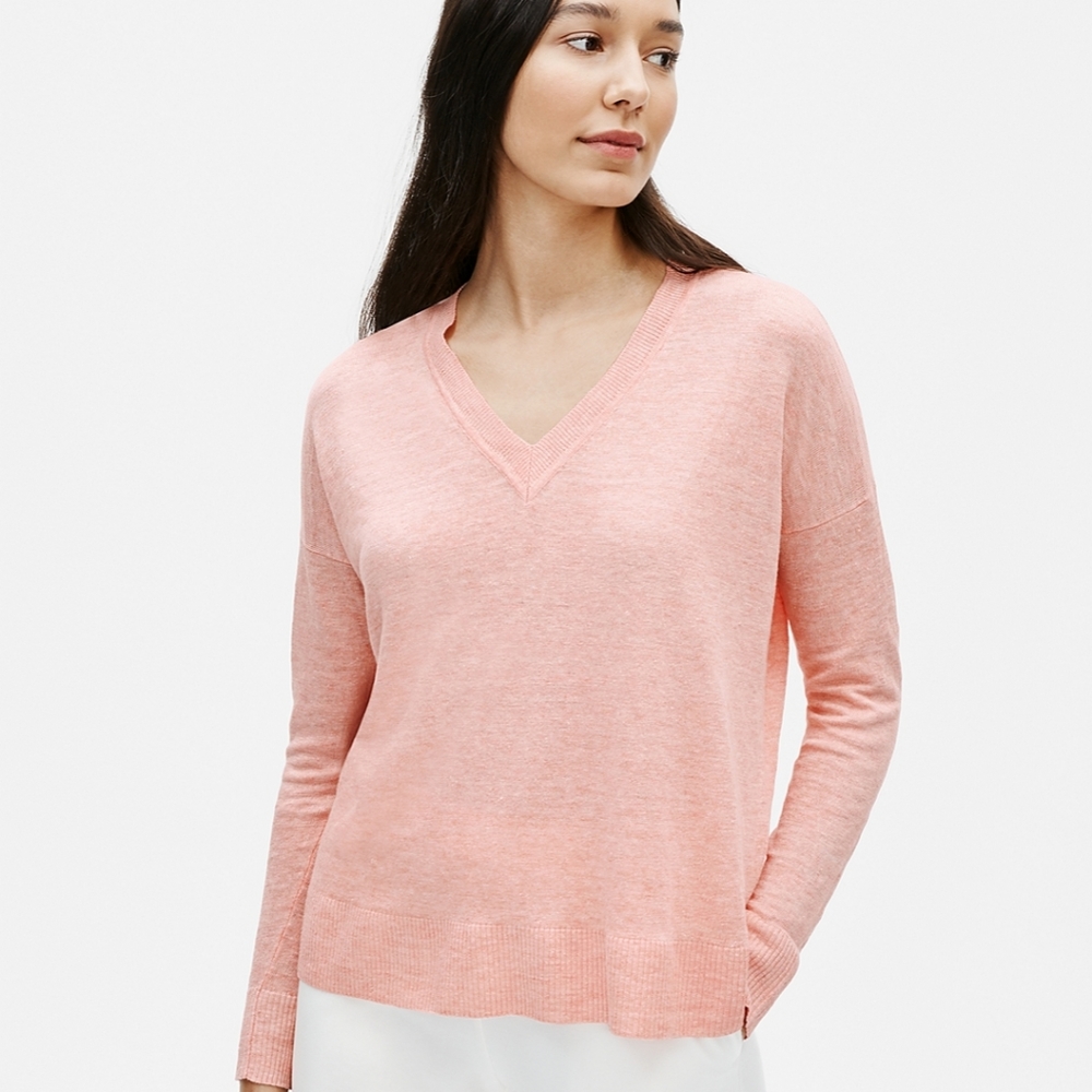 EILEEN FISHER | Organic Linen V- Neck Box Top